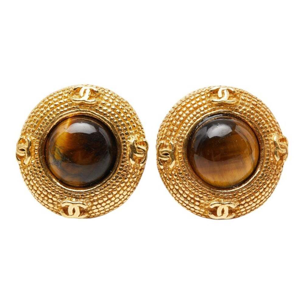 CHANEL Authentic Gold Logo Earrings - Picture 2 of 5